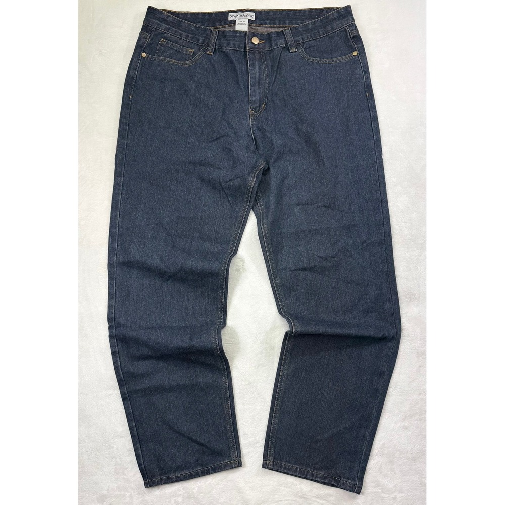 Seventh Avenue Womens Dark Wash Straight Leg Denim Jeans Indigo Blue Size 38